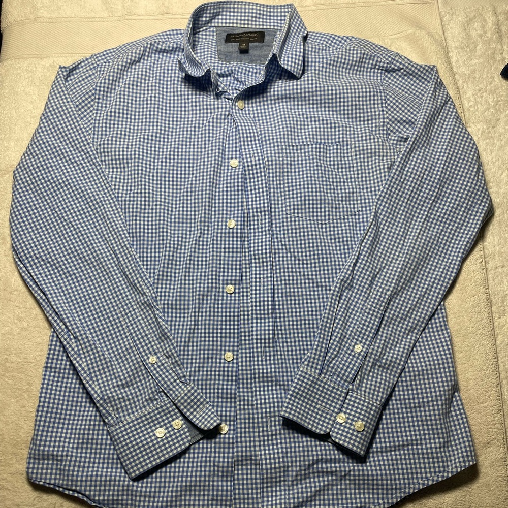 Banana Republic Blue and White Gingham Shirt